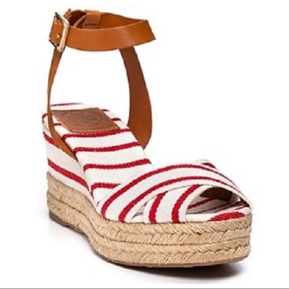 Tory Burch Shoes - Tory Burch Karissa Red Striped Espadrilles NWOB
